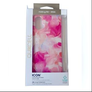 Quickcell ICON Series Phone Case for Moto G 5G (2024) – Pink Abstract Brush NWT